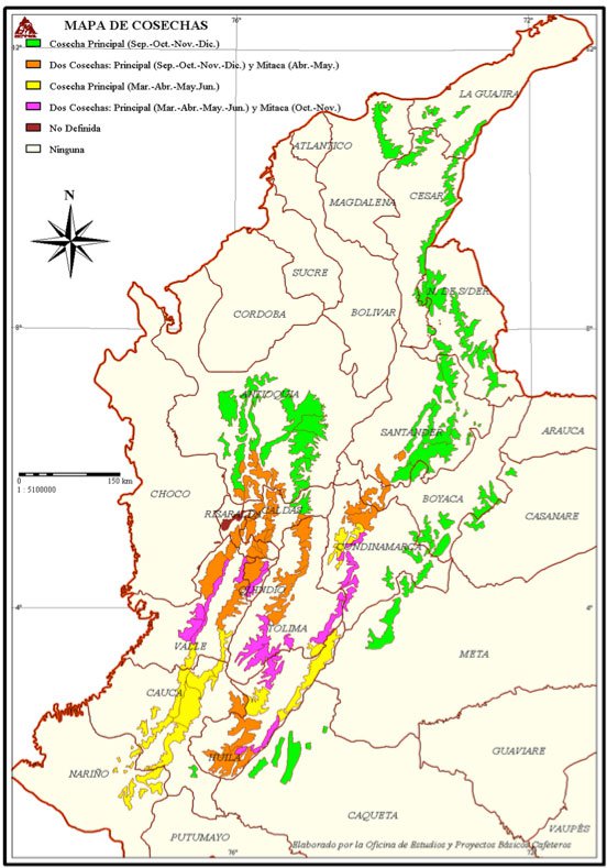 Régions de production de café et période de récolte en Colombie